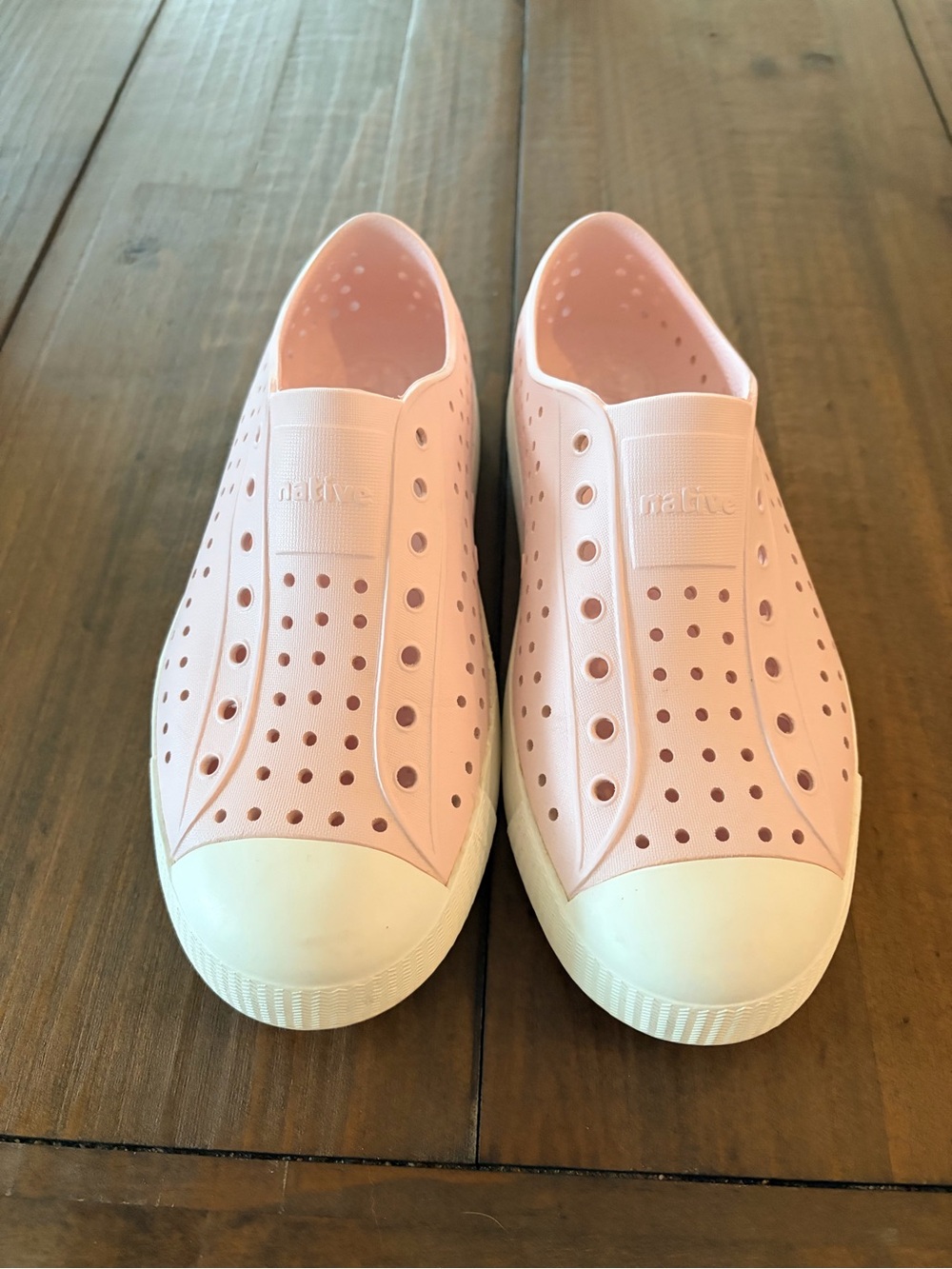Native Kids Slip-On Sneakers — Light Pink with Cream Toe